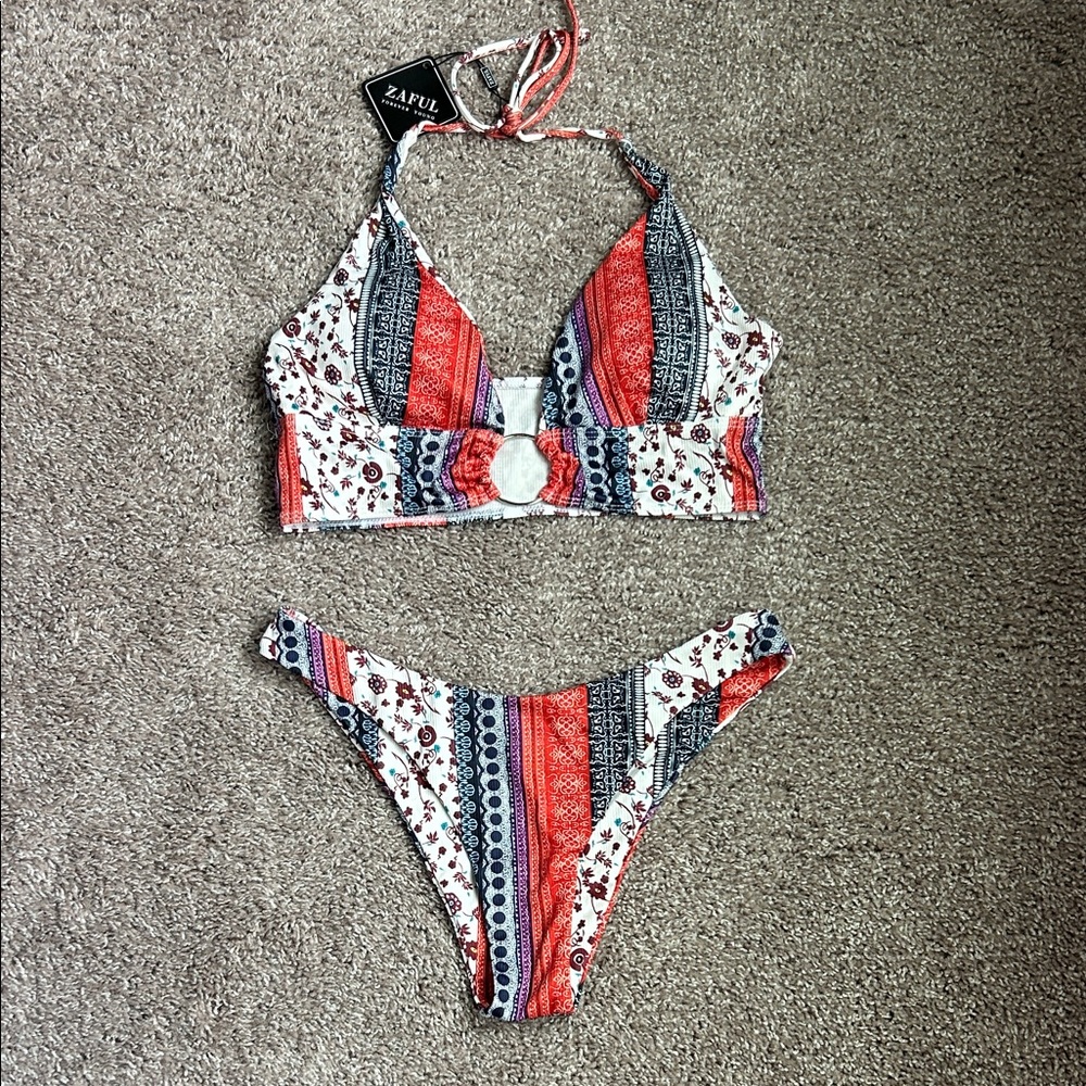 NWT Multicolor Patchwork Bikini Set - Picture 2 of 9